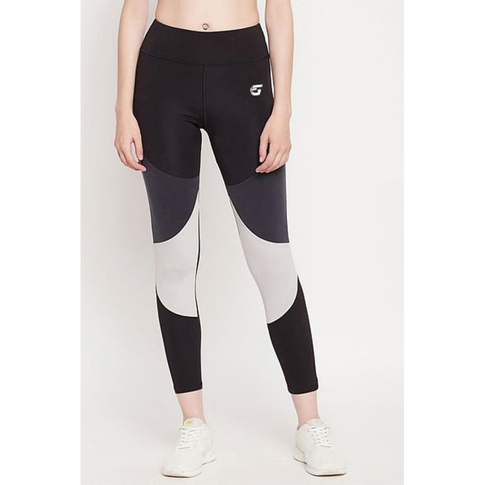 High Rise Colour blocked Leggings in Black