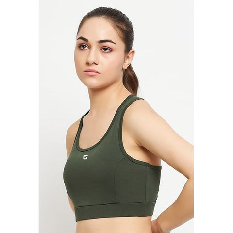 Medium Impact Padded Racerback Sports Bra in Seaweed Green