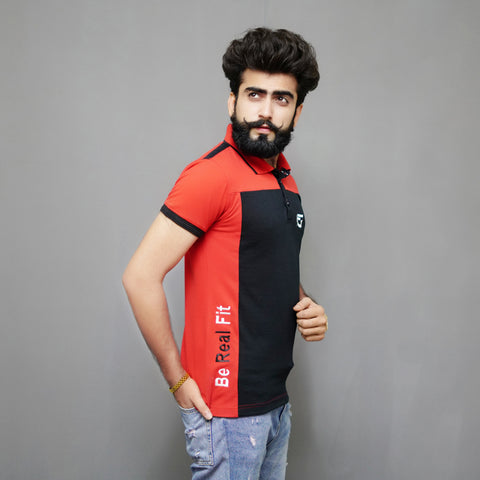 Black Red & White Designed Polo (Shirt)