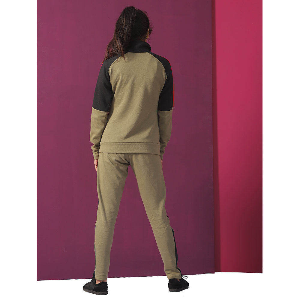 Fit n Hit Women Panel Track Suit - Olive