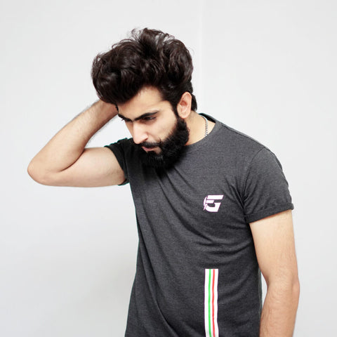 Black T-Shirt With Multi Striped