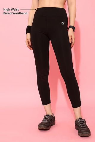 Activewear Ankle Length Leggings in Black