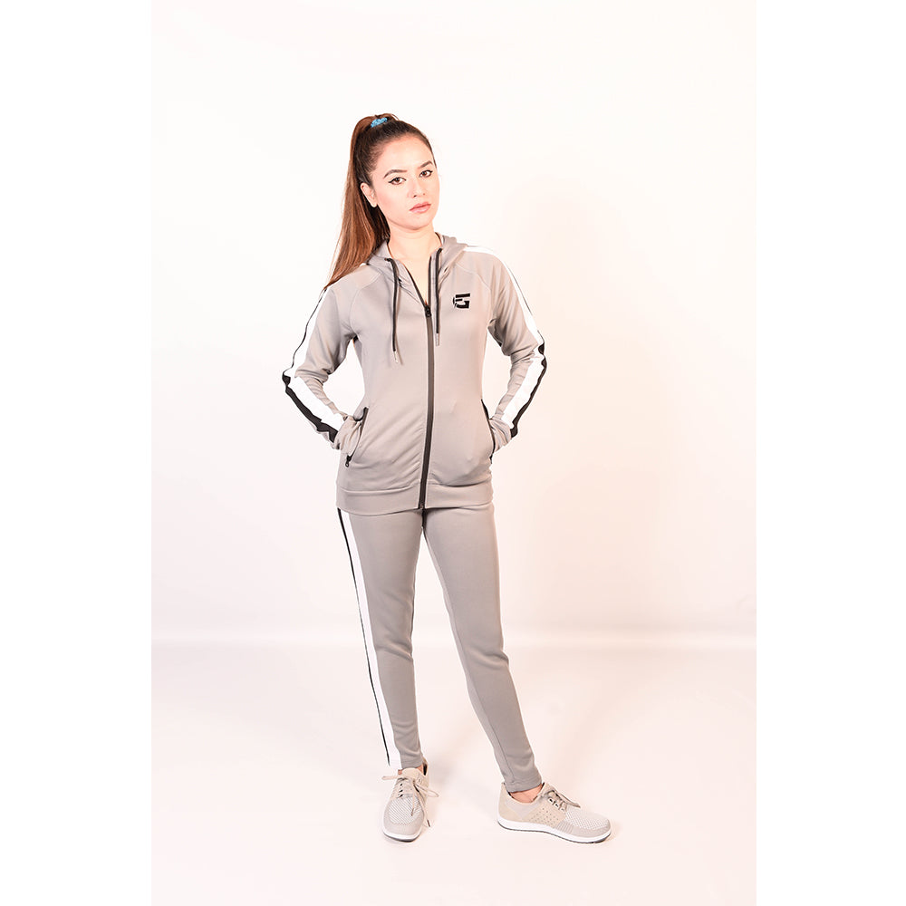 CONTRASTED SIDE STRIPE POLY TRACKSUIT