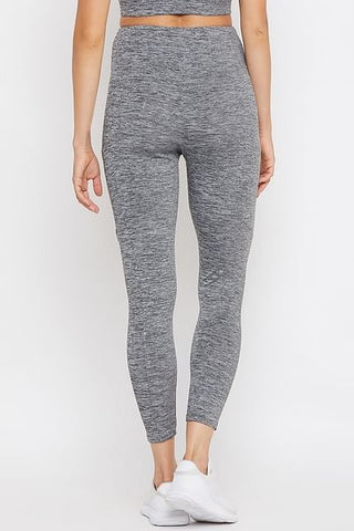 Fit Active High Waist Ankle-Length Leggings in Grey Melange