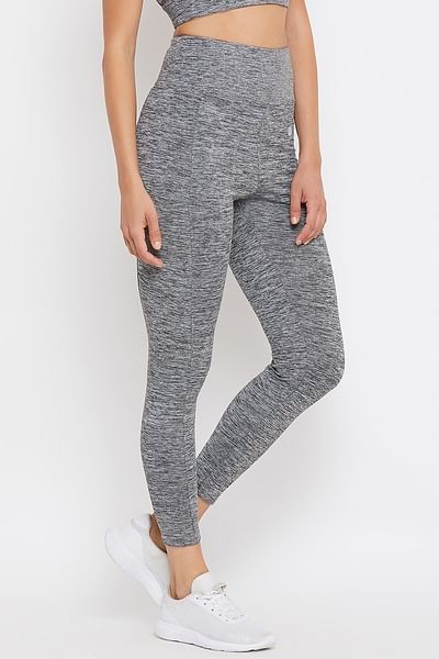 Fit Active High Waist Ankle Length Leggings in Grey Melange Fitnhit