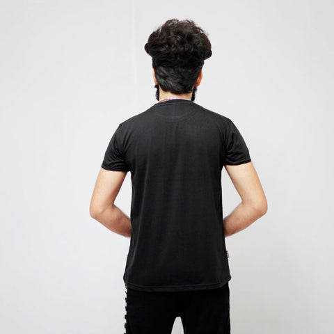 Black T-Shirt With Panel On Chiest