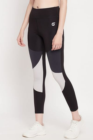 High Rise Colour blocked Leggings in Black