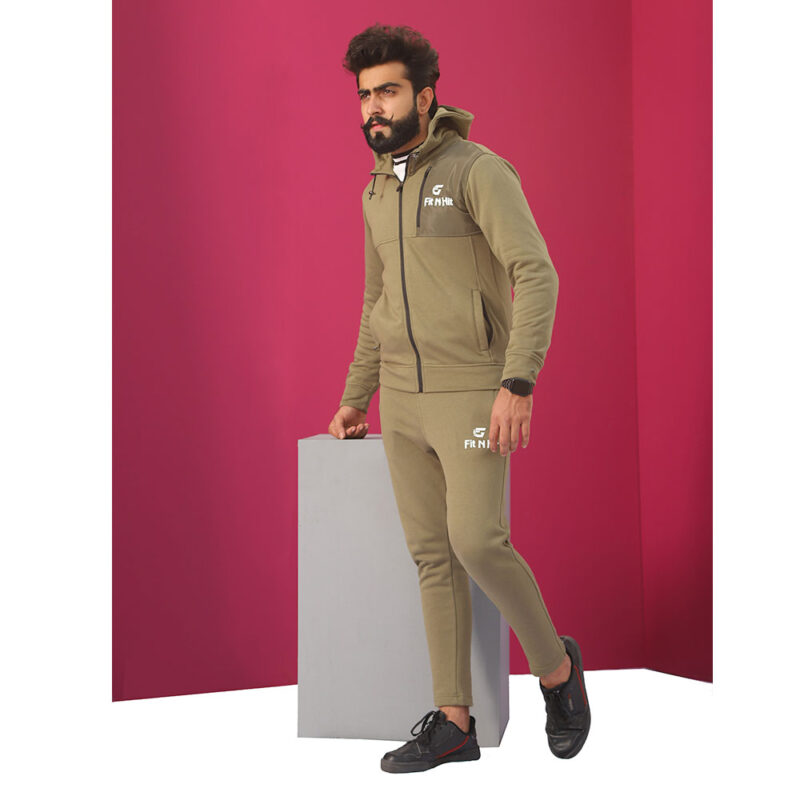 Fit n Hit Cotton Wool Track Suit - KHAKI GREEN